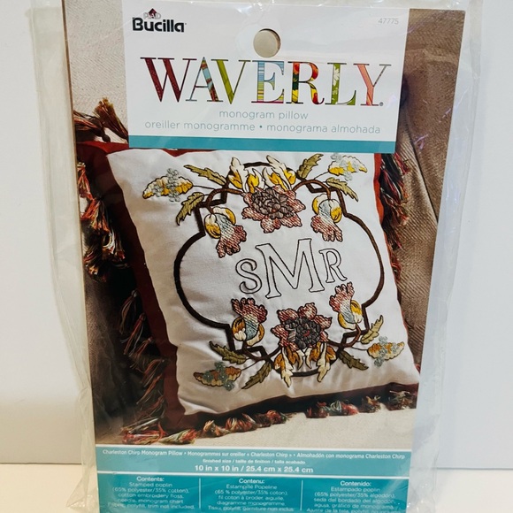 Dimensions Mom's Rules Cross Stitch Bucilla Monogram Pillow & Artesprix Ink Lot - Picture 2 of 7